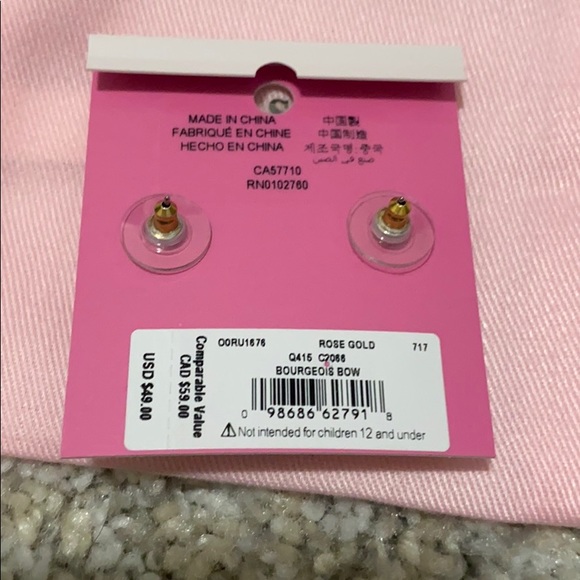 NWT Kate Spade Rose Gold Bourgeois Bow Earrings - Picture 4 of 5
